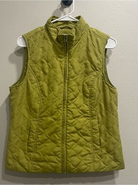Christopher & Banks Quilted Sleeveless Vest in Olive